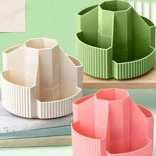 1PC/3Pcs-5 Slots 360 Degree Rotating Desktop Pen Holder Organizer, Desktop Storage Pen Organizers Stationery Supplies Large Capacity Multi-Functional Pencil Case For Students, Men, Women, Girls, Makeup Brushes, Home Decoration Back To School - Multicolor - View 10