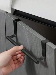 Single Rod Towel Rack Cabinet Door Back Type Hanging Rack Non-Punched Towel Rod,Kitchen Organizer,Kitchen Items,Organiser, Hanger,Kitchen Tools - Black - View 2