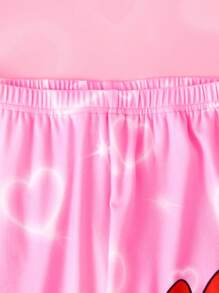 THE POWERPUFF GIRLS X SHEIN Tween Girl Blossom, Bubbles, Buttercup Pattern Pink Cute & Sweet Short Sleeve T-Shirt And Pants Pajama Set - Pink - View 6