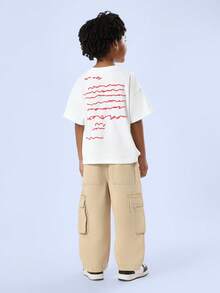 SUMWON Pantalones cargo de pierna ancha con ajuste relajado, pantalones de algodón para uso diario, estilo casual de calle urbana con bolsillos laterales utilitarios, cómodos con cintura elástica - Caqui - Ver 5