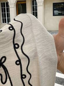 Serisse 女式花卉印花落肩长袖前系带休闲常规夹克 - 杏色 - 查看 7