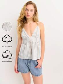 Nöista Women's Summer Striped Pleated Casual Camisole Tank Top - Multicolor - View 1