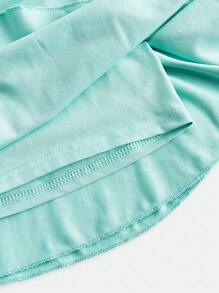 SHEIN Váy thể thao trơn màu thời trang đường phố thường ngày cho bé gái tuổi teen - Màu xanh bạc hà - Xem 4