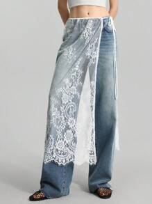 Ontre 2025新款蕾丝绑带裙，白色，适合春夏季，休闲，时尚，商务休闲，通勤，机场 - 白色 - 查看 5