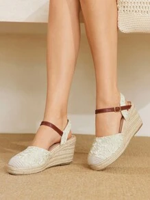 Giày lười dệt đế xuồng và đế xuồng cho nữ, phong cách Bohemian, đế dày, thích hợp cho Halloween, Giáng sinh, tiệc tùng - Màu be - Xem 5