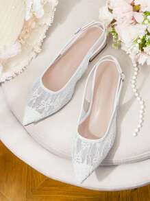 CUCCOO HITCHD Women's Fashion Elegant Solid Color Lace Flat Shoes