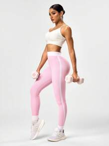 Sovereign Charm 1 件吸湿排汗面料撞色基本款紧身裤 + 常规版型运动裤，无缝设计，适合健身、瑜伽 - 彩色 - 查看 5