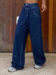 Livesso Jeans anchos y sueltos de estilo casual para mujer