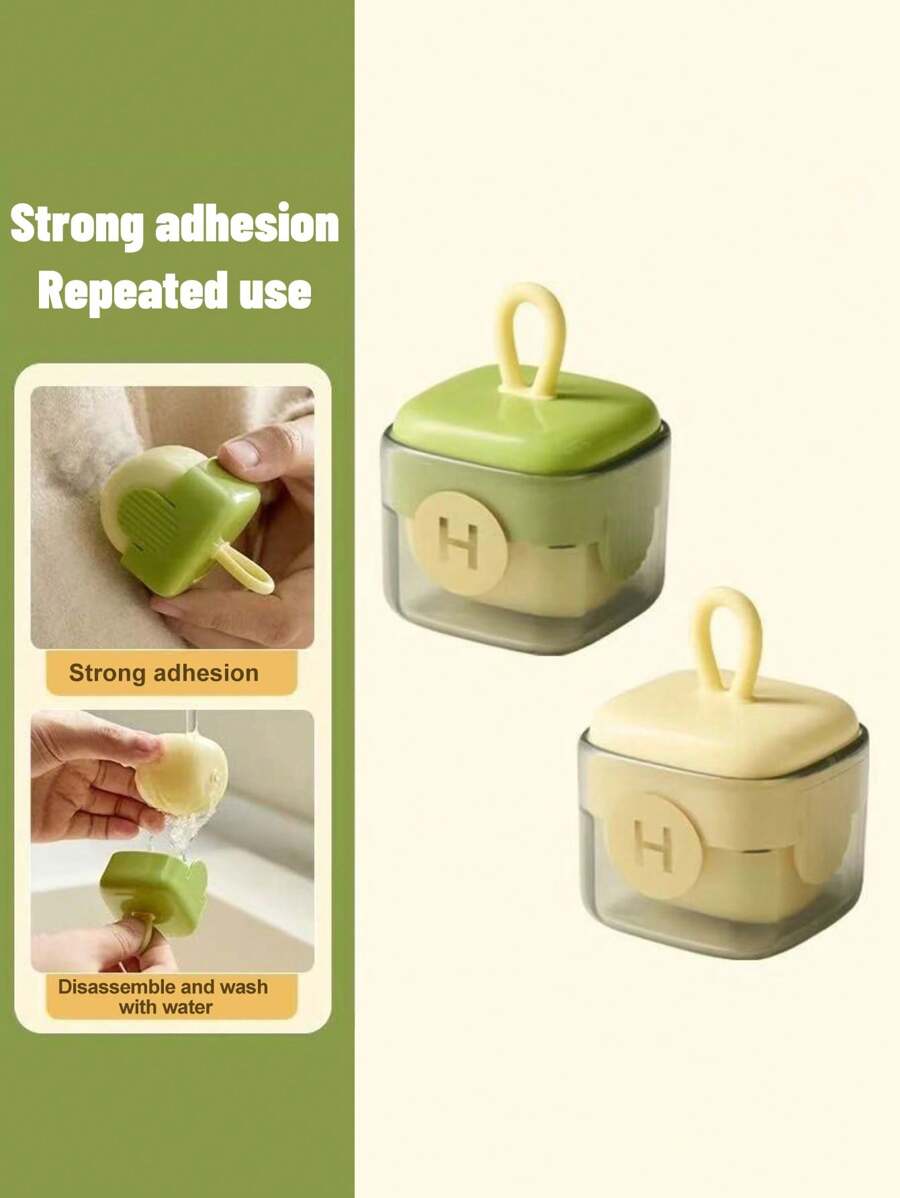 1件/2件，方便强力的毛发除尘器，二合一可水洗棉球桶，可重复使用的家用衣物除胶剂，家用塑料手柄非电动除尘工具 - 彩色 - 查看 1