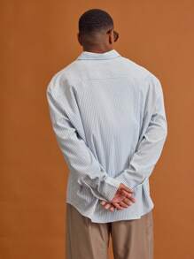 Musero Pinstripe Button Through Long Sleeve Shirt Summer Spring Vacation Holiday - Multicolor - View 2