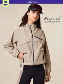 OutZeal Damen wasserabweisende, farblich abgesetzte Jacke mit Reißverschlusstaschen und Kapuze für Outdoor, Wandern, Camping