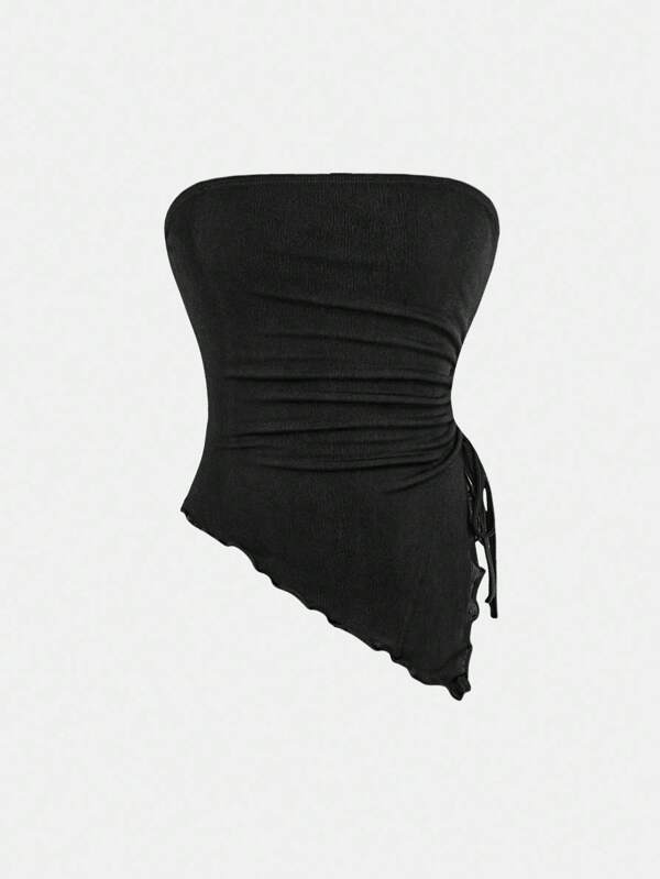 SHEIN Girlism Top sin mangas asimétrico ajustado informal para niñas preadolescentes