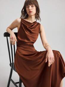 Ontre Vestido elegante y sencillo sin mangas para mujer, adecuado para el 4 de julio, el Día de la Igualdad de la Mujer, vacaciones, playa, fiesta de cumpleaños, atuendo para maestras