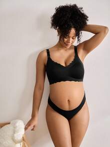 1 pièce Soutien-gorge d'allaitement casual à ourlet incurvé de couleur unie pour la maternité