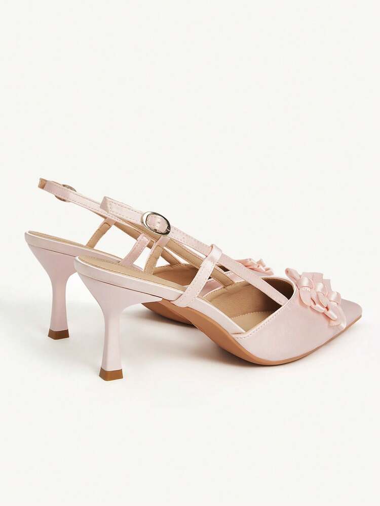 CUCCOO CHICEST Tacones de aguja con lazo para mujer, elegantes y románticos de tacón medio, zapatos de vestir de satén rosa pálido de moda, para el té de la tarde, citas, fiestas, Halloween, Lolita, Navidad, Acción de Gracias, cumpleaños, Día de San Valentín