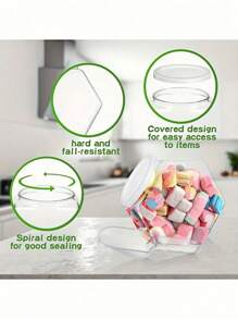 SHEIN 1/3/5 件六角形带盖罐 - 透明塑料储物容器，用于存放零食、饼干、狗粮和咖啡 - 厨房整理和用品的完美选择