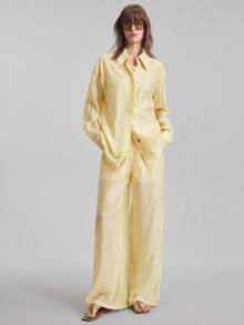 Ontre Bộ 2 chiếc áo dài tay và quần vải Tencel phong cách Bohemian dành cho nữ, trang phục công sở thường ngày khi đi làm, trang phục công sở, trang phục giáo viên, trang phục thanh lịch cho ngày lễ, thu/đông - Màu vàng - Xem 5