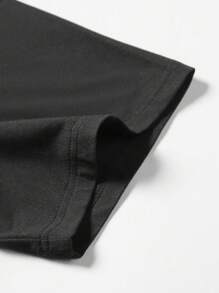 Manfinity Roghcode Men's Color Block Letter Embroidery Round Neck Short Sleeve Casual T-Shirt - Multicolor - View 4