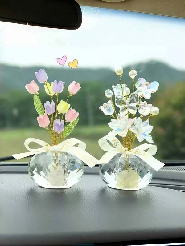 1 pièce Sculpture de tulipe à base de cristal, décoration de bureau zen faite à la main, ornement de soulagement du stress, cadeau de décoration de pleine conscience pour femmes