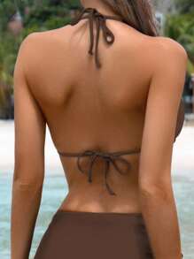 Swim Chiccia 海星装饰高开衩罩衫套装，度假和海滩 - 咖啡棕 - 查看 5