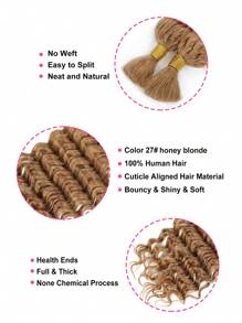 2 件编织假发散装无纬深波浪钩针真人发纯色 27# 原生真人发接发无结辫子接发适合女士万圣节服装 - S27 - 查看 3