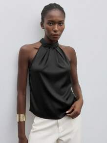 Maija Blouse À Nœud En Satin Ras-Du-Cou Vêtements De Travail