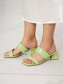 Sleekvia Nuevos sandalias de tacón alto elegantes de mujer con tacón grueso - Verde - Ver 5