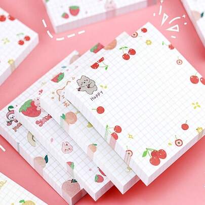 1 libro/80 hojas Bloc de notas con diseño de frutas lindas al azar para estudiantes, oficina, recordatorios del hogar, de vuelta a la escuela