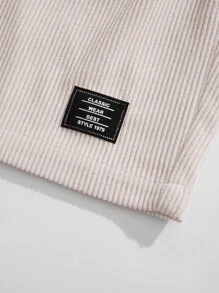 Manfinity Homme Pantaloncini casual da uomo taglie forti con stampa a lettere, vita con coulisse, modello ampio, adatti per uso quotidiano, estate, in velluto a coste