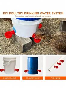 自动饮水机 - 优质 PP 自停式家禽饮水机 - 易于安装，适用于家禽、鸭子和鸟类（带钻） - 彩色 - 查看 2