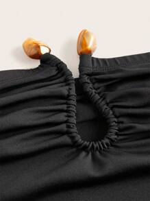 Sweetra 女式加大码无袖纯色休闲修身简约连体裤 - 黑色 - 查看 4