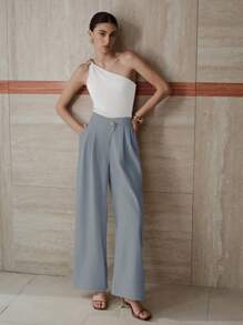 MOTF PREMIUM Gefaltete plissierte Schrägkaschen Hose