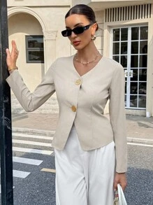 Siren Gaze New Fall Suit Jackets For Women, Linen Jackets With Metal Buttons, Casual Commuter Suits, Office Wear For Women, Casual Formal Wear, Back-To-School Clothing For Teachers