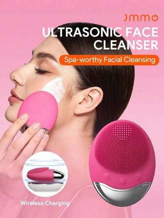 JMMO 电动洁面刷,电动硅胶洁面刷,磁力充电,全身防水,深层清洁毛孔,居家女士,护肤工具,,美容个护必备仪器,圣诞礼物,秋冬假期必备,露营度假必备品,度假配件,露营用品