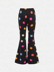 SHEIN Bộ 2 món đồ dễ thương thường ngày nhiều màu sắc họa tiết hoa/hoa, áo nỉ tay raglan in hình trái tim và quần ống loe, tuyệt vời cho trang phục thường ngày & mặc hàng ngày & đi học vào mùa thu & đông, thời trang ngọt ngào & dễ thương & thoải mái & đa năng, đi học, ở nhà, kỳ nghỉ gia đình, cho Giáng sinh, Halloween, bé gái Y2K. - màu đen - Xem 6