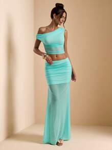 SHEIN BAE Women Two Pieces Outfits For Daily Wear - Mint Green - View 1