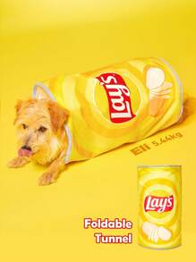Lay's X SHEIN 1 件脆脆薯片隧道宠物床、猫玩具、狗玩具、趣味 - 黃色 - 查看 2