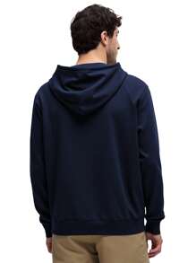 Hugo Boss Men's Raglan Sleeve Long Sleeve Drawstring Hooded Casual T-Shirt - 403 Dark Blue - View 2