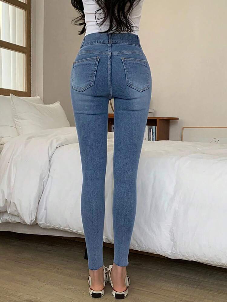 Women's Casual Washed Slim Fit Denim Jeans