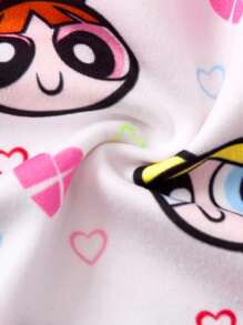 THE POWERPUFF GIRLS X SHEIN 4pcs/Set Tween Girl Blossom, Bubbles, Buttercup Pattern Soft & Comfortable Camisole Underwear,Kawaii,Cute,Sweet Fall Winter - Black - View 3