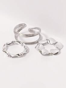 MUSERA Pulsera de brazalete abstracta de plata, paquete múltiple - Plateado - Ver 2