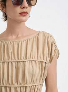 Aalyst Women's Elegant Ruffle Hem A-Line Dress, Summer - Coffee - View 6