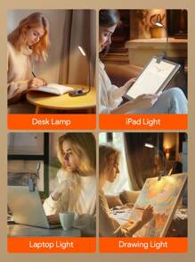 JMMO Book Light 16 LED Beads Rechargeable For Reading In Bed With Eye Caring 3 Color Temperatures,Stepless Dimming Brightness,Clip On Light For Book Lovers - Black - View 4