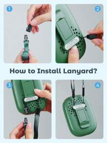 Teckwe Quạt mini không cánh sạc điện 2000mAh, quạt đeo cổ rảnh tay với dây đeo và giá đỡ điều chỉnh được, 3 tốc độ, phụ kiện cắm trại, bãi biển, du lịch, mùa hè ngoài trời, máy làm mát không khí - Nhiều màu - Xem 7