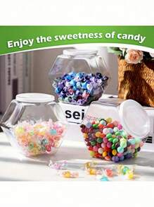 SHEIN 1/3/5 件六角形带盖罐 - 透明塑料储物容器，用于存放零食、饼干、狗粮和咖啡 - 厨房整理和用品的完美选择