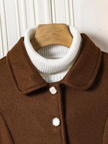 Sparklyn 女童单排扣时尚翻领中长款喇叭大衣