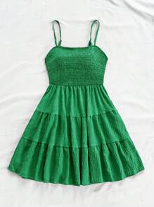 Soleia Solid Ruffle Hem Cami Dress