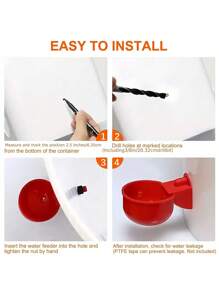 自动饮水机 - 优质 PP 自停式家禽饮水机 - 易于安装，适用于家禽、鸭子和鸟类（带钻） - 彩色 - 查看 7