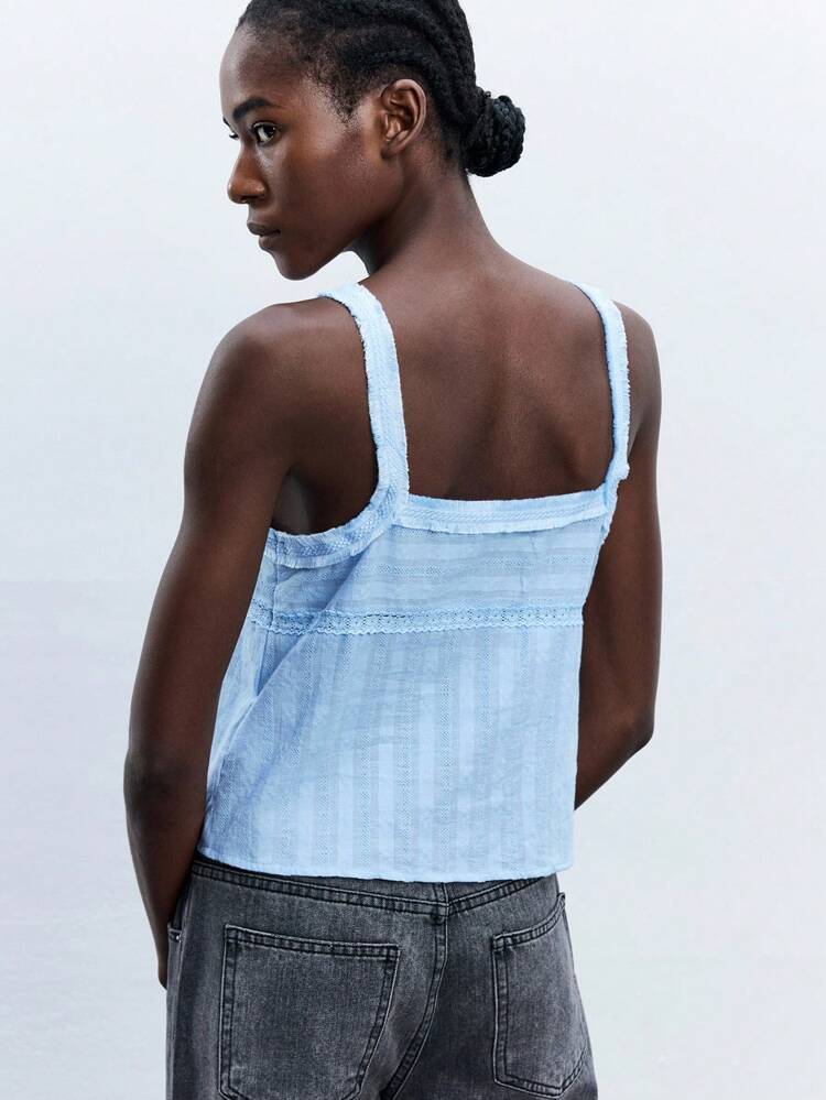 SHEIN Maija Summer Casual Lace Patchwork Loose Camisole