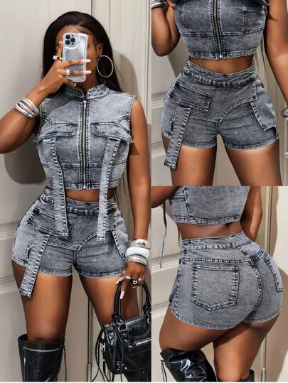 BamGleam Shorts vaqueros sexy para mujer para salir y fiestas